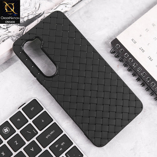 itel A100 Cover - Black - New Woven Design Leather Feel Soft TPU Case
