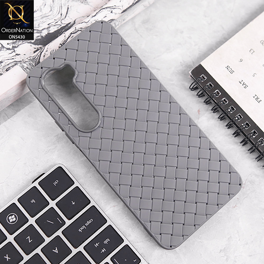 itel City 100 Cover - Gray - New Woven Design Leather Feel Soft TPU Case