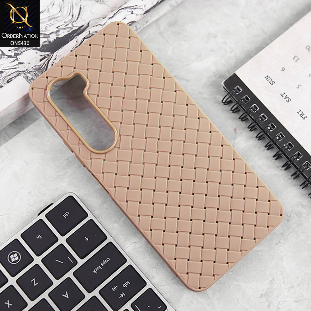 itel City 100 Cover - Light Brown - New Woven Design Leather Feel Soft TPU Case