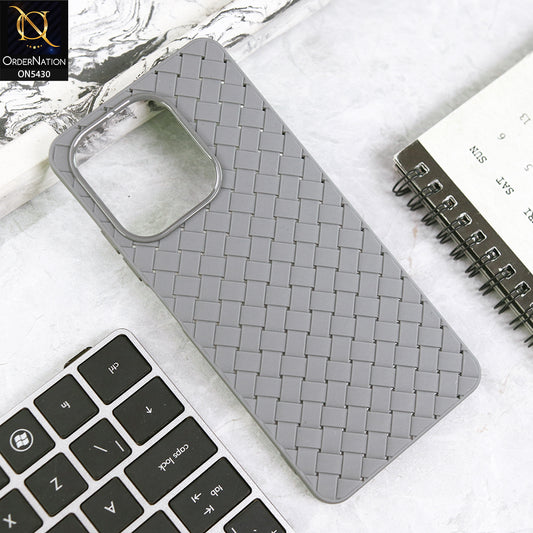 Oppo A6 Pro 4G Cover - Gray - New Woven Design Leather Feel Soft TPU Case