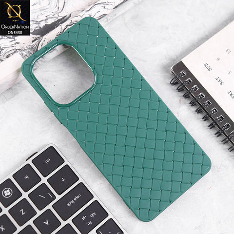 Oppo A5 Pro 5G Cover - Green - New Woven Design Leather Feel Soft TPU Case