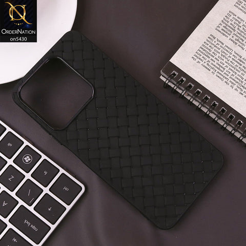 Realme C51 Cover - Black - New Woven Design Leather Feel Soft TPU Case