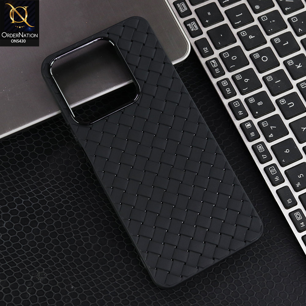 Realme C61 - Black - New Woven Design Leather Feel Soft TPU Case