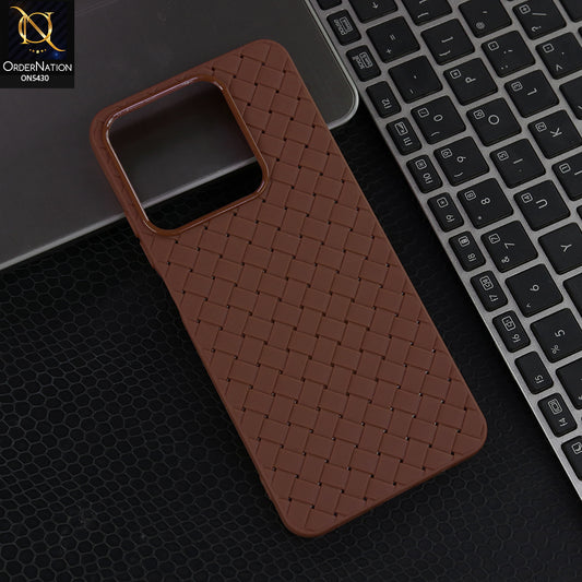 Realme C61 - Brown - New Woven Design Leather Feel Soft TPU Case