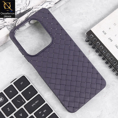 Xiaomi Redmi Note 14 4G Cover - Purple - New Woven Design Leather Feel Soft TPU Case
