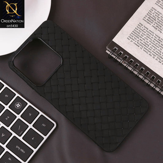 Xiaomi Redmi Note 14 4G Cover - Black - New Woven Design Leather Feel Soft TPU Case