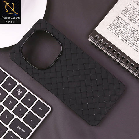 Xiaomi Redmi Note 14 Pro Plus 5G Cover - Black - New Woven Design Leather Feel Soft TPU Case