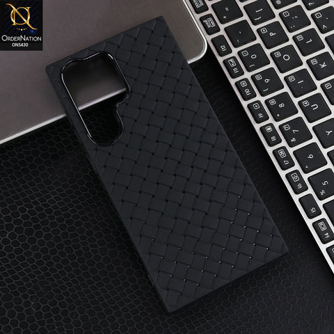 Samsung Galaxy S23 Ultra - Black - New Woven Design Leather Feel Soft TPU Case