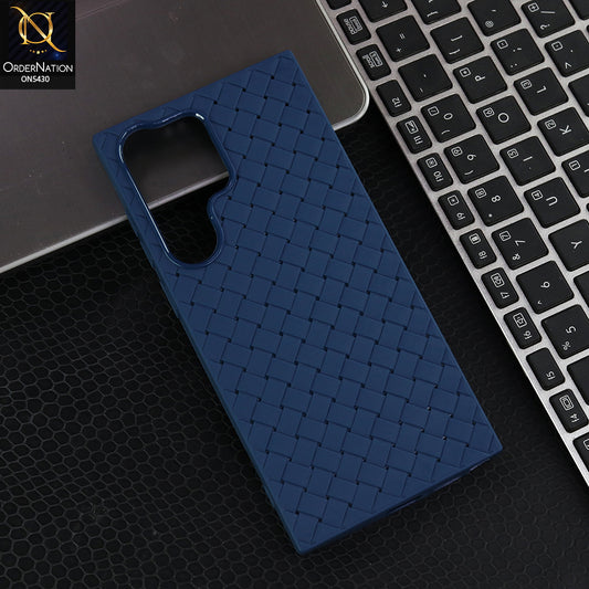 Samsung Galaxy S23 Ultra - Blue - New Woven Design Leather Feel Soft TPU Case