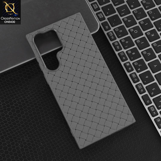 Samsung Galaxy S23 Ultra - Grey - New Woven Design Leather Feel Soft TPU Case
