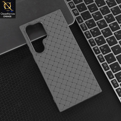 Samsung Galaxy S23 Ultra - Grey - New Woven Design Leather Feel Soft TPU Case