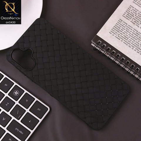 Samsung Galaxy A06 Cover - Black - New Woven Design Leather Feel Soft TPU Case