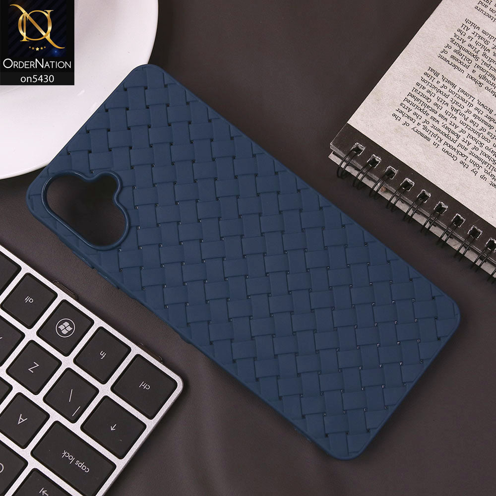 Samsung Galaxy A06 Cover - Blue - New Woven Design Leather Feel Soft TPU Case