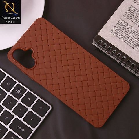 Samsung Galaxy A06 Cover - Brown - New Woven Design Leather Feel Soft TPU Case