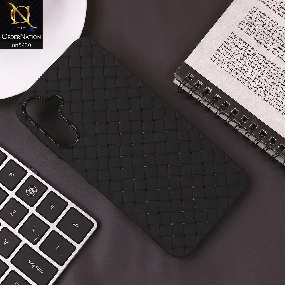 Samsung Galaxy A15 5G Cover - Black - New Woven Design Leather Feel Soft TPU Case