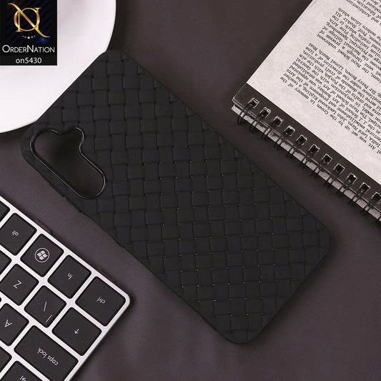 Samsung Galaxy A15 5G Cover - Black - New Woven Design Leather Feel Soft TPU Case