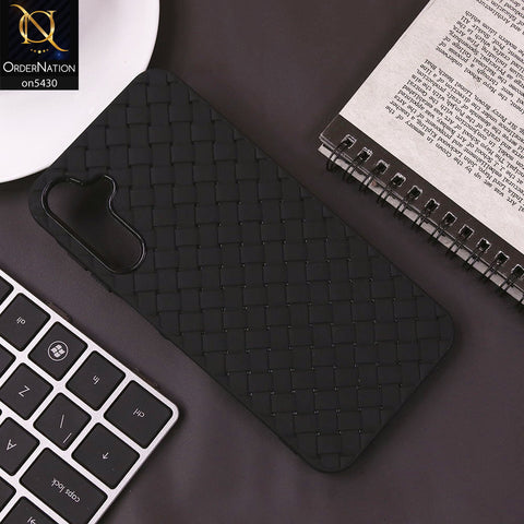 Samsung Galaxy A15 5G Cover - Black - New Woven Design Leather Feel Soft TPU Case