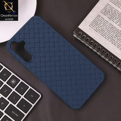 Samsung Galaxy A15 5G Cover - Blue - New Woven Design Leather Feel Soft TPU Case