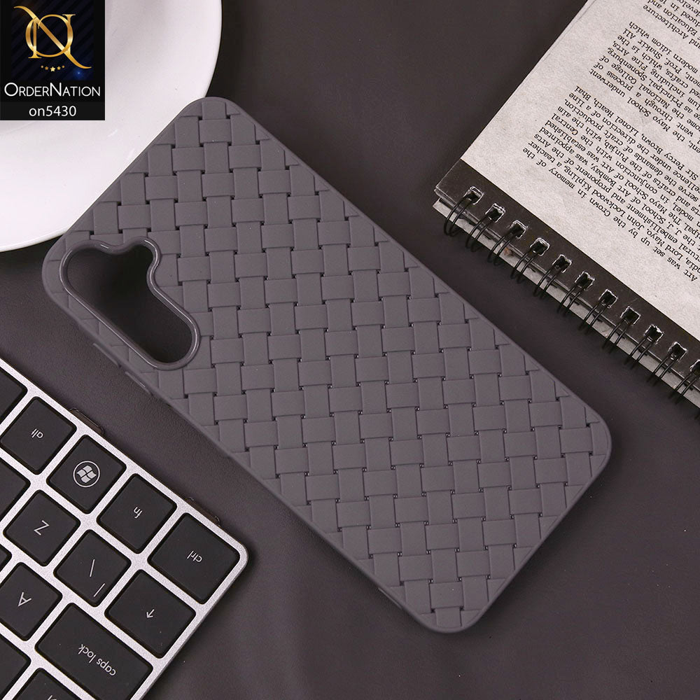 Samsung Galaxy A15 5G Cover - Gray - New Woven Design Leather Feel Soft TPU Case