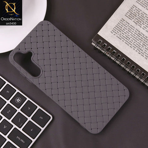 Samsung Galaxy A15 5G Cover - Gray - New Woven Design Leather Feel Soft TPU Case