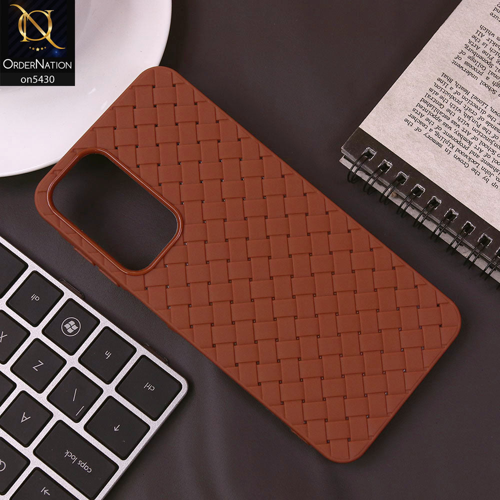 Samsung Galaxy A16 Cover - Brown - New Woven Design Leather Feel Soft TPU Case