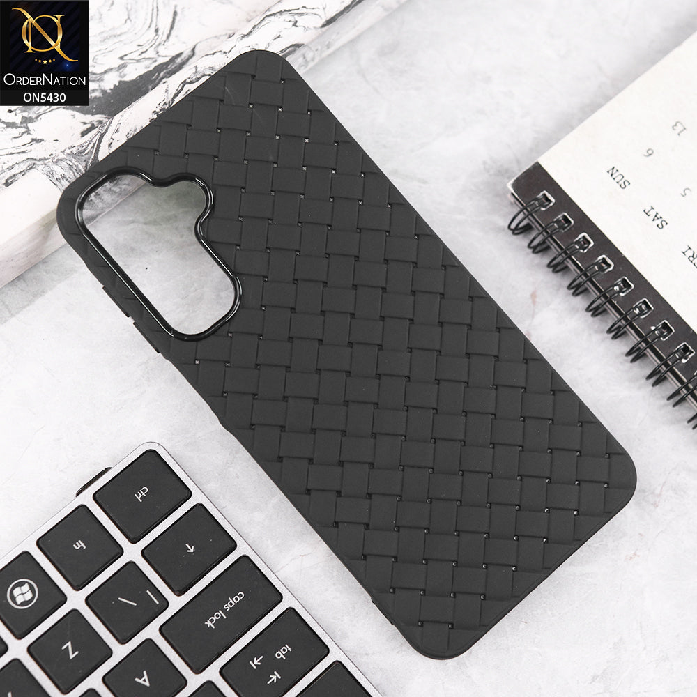 Samsung Galaxy A17 Cover - Black - New Woven Design Leather Feel Soft TPU Case