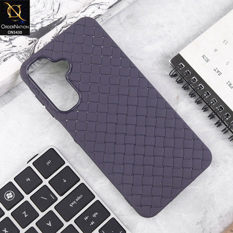 Samsung Galaxy M17 Cover - Purple - New Woven Design Leather Feel Soft TPU Case