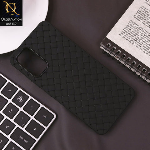 Samsung Galaxy A32 Cover - Black - New Woven Design Leather Feel Soft TPU Case