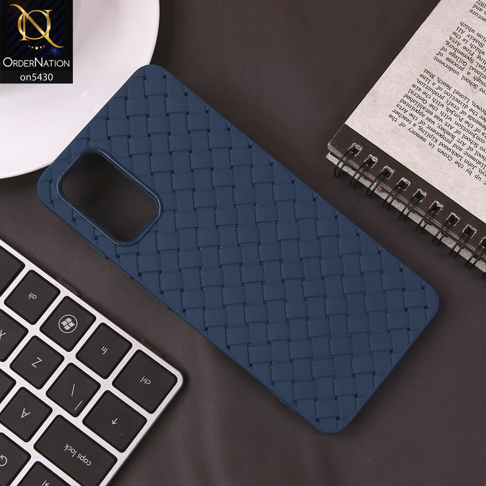 Samsung Galaxy A32 Cover - Blue - New Woven Design Leather Feel Soft TPU Case
