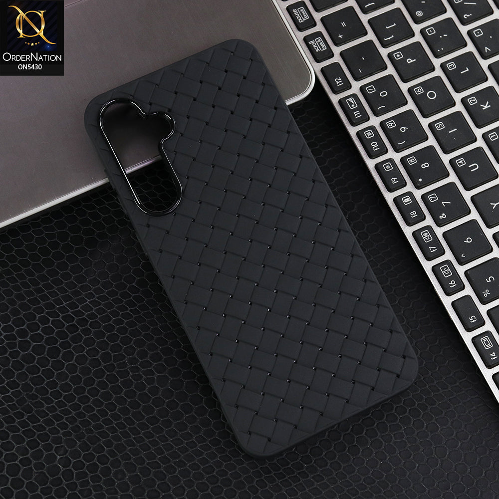 Samsung Galaxy A55 - Black - New Woven Design Leather Feel Soft TPU Case