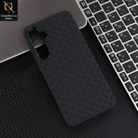 Samsung Galaxy A55 - Black - New Woven Design Leather Feel Soft TPU Case