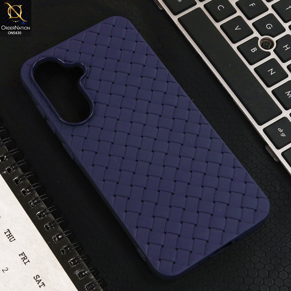 Samsung Galaxy A56 Cover - Purple  - New Woven Design Leather Feel Soft TPU Case