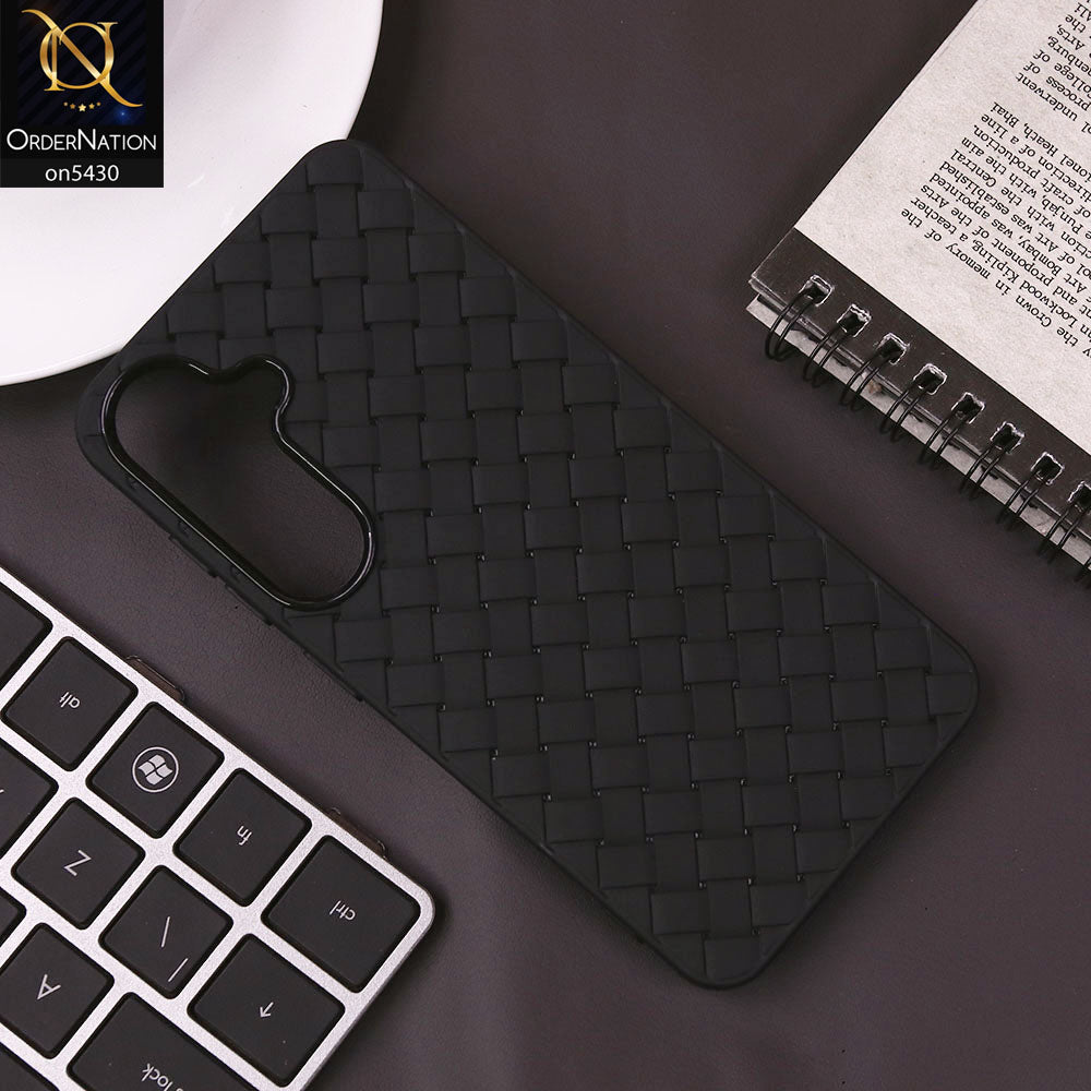 Samsung Galaxy S25 Cover - Black - New Woven Design Leather Feel Soft TPU Case