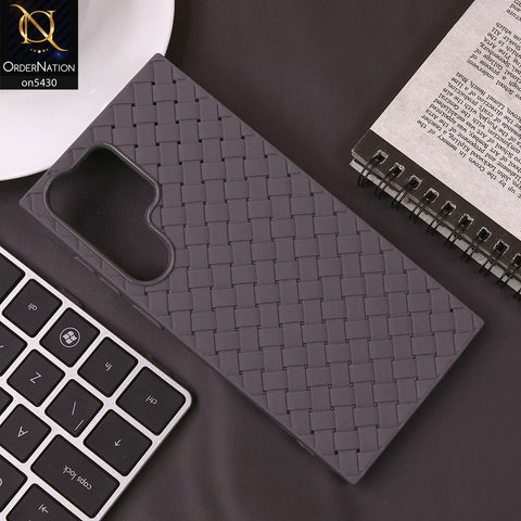 Samsung Galaxy S25 Ultra Cover - Gray - New Woven Design Leather Feel Soft TPU Case