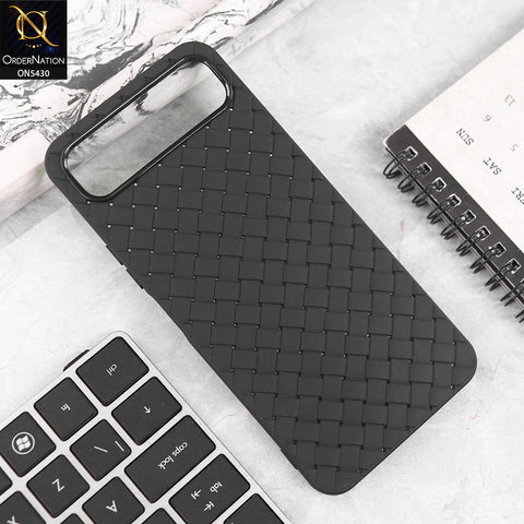 Infinix Smart 10 Plus Cover - Black - New Woven Design Leather Feel Soft TPU Case