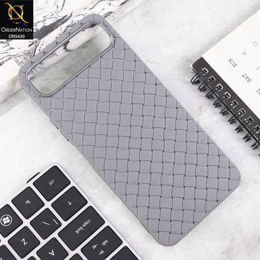 Infinix Smart 10 Plus Cover - Gray - New Woven Design Leather Feel Soft TPU Case