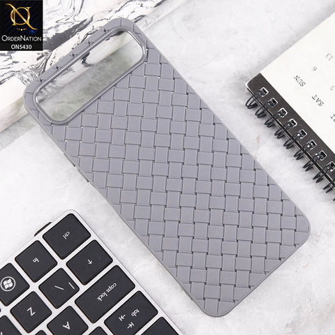 Infinix Smart 10 Plus Cover - Gray - New Woven Design Leather Feel Soft TPU Case