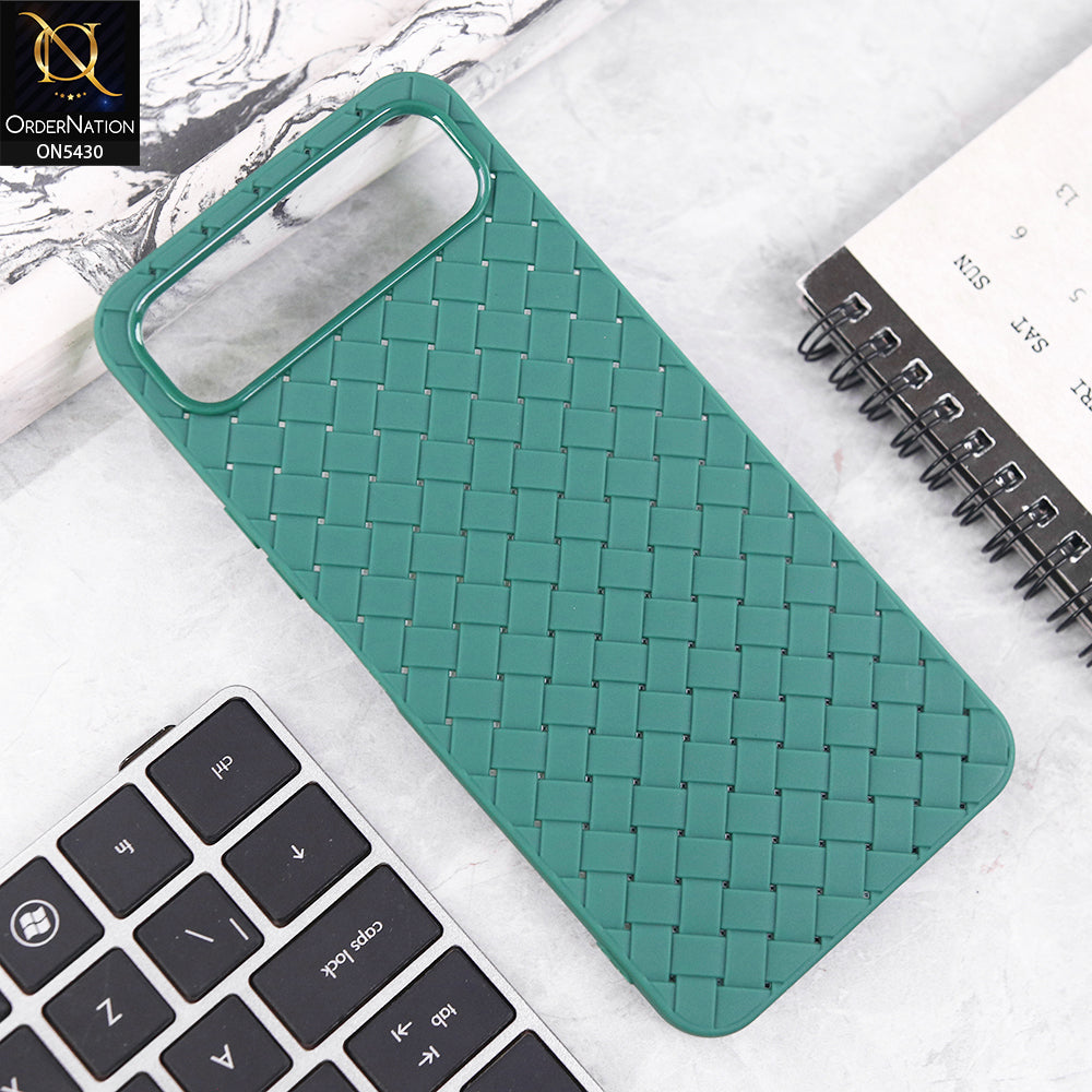 Infinix Smart 10 Plus Cover - Green - New Woven Design Leather Feel Soft TPU Case