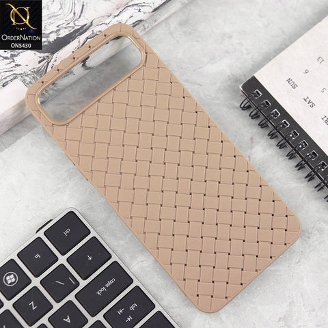 Infinix Smart 10 Plus Cover - Light Brown - New Woven Design Leather Feel Soft TPU Case
