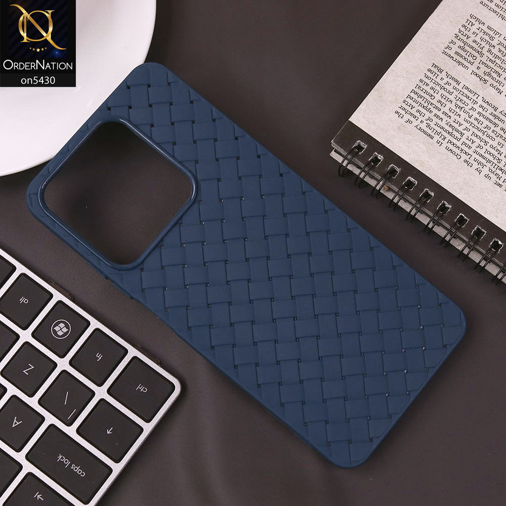 Itel P55 4G Cover - Blue - New Woven Design Leather Feel Soft TPU Case