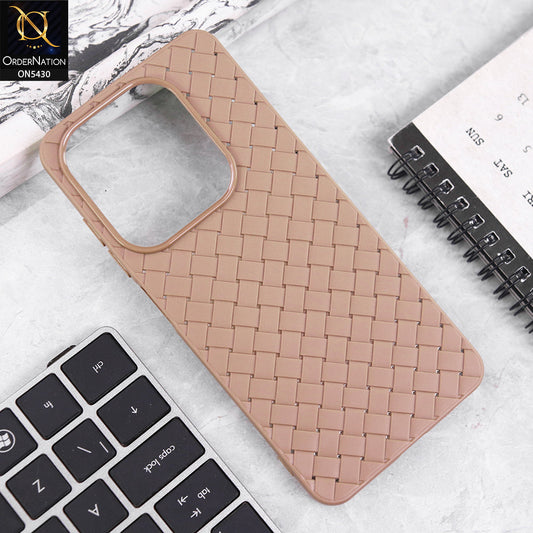 Infinix Smart 9 HD Cover - Light Brown - New Woven Design Leather Feel Soft TPU Case