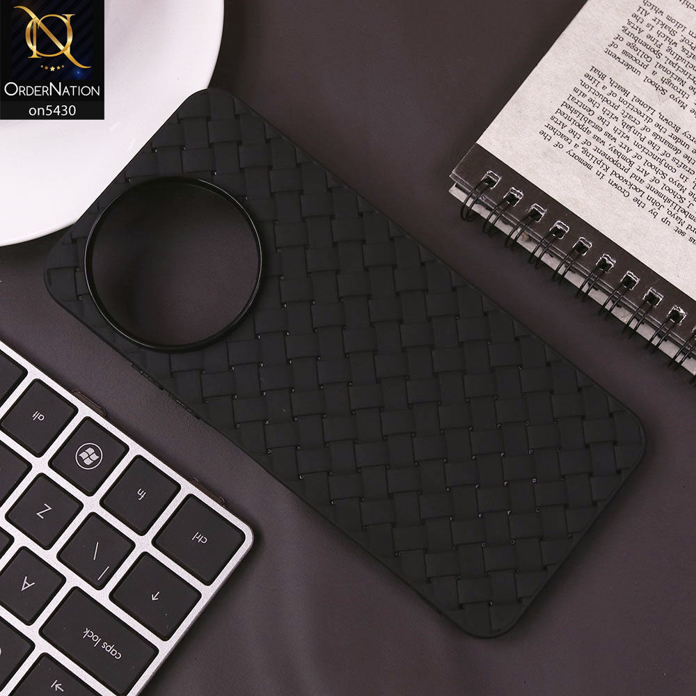 Tecno Spark 30 Pro Cover - Black - New Woven Design Leather Feel Soft TPU Case