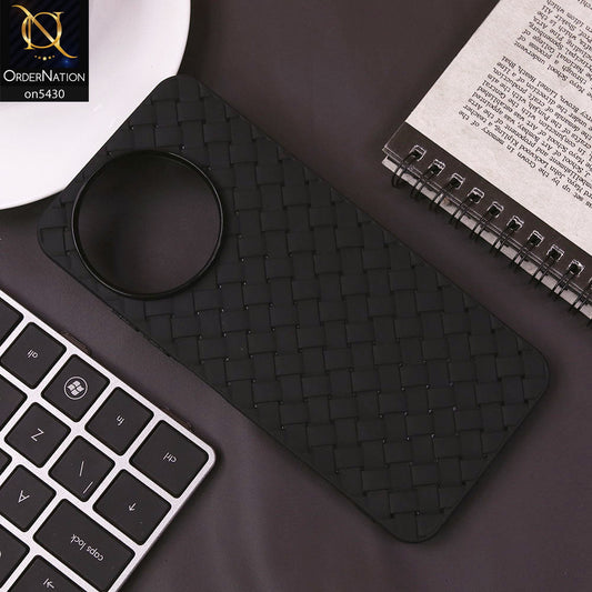 Tecno Spark 30 Pro Cover - Black - New Woven Design Leather Feel Soft TPU Case