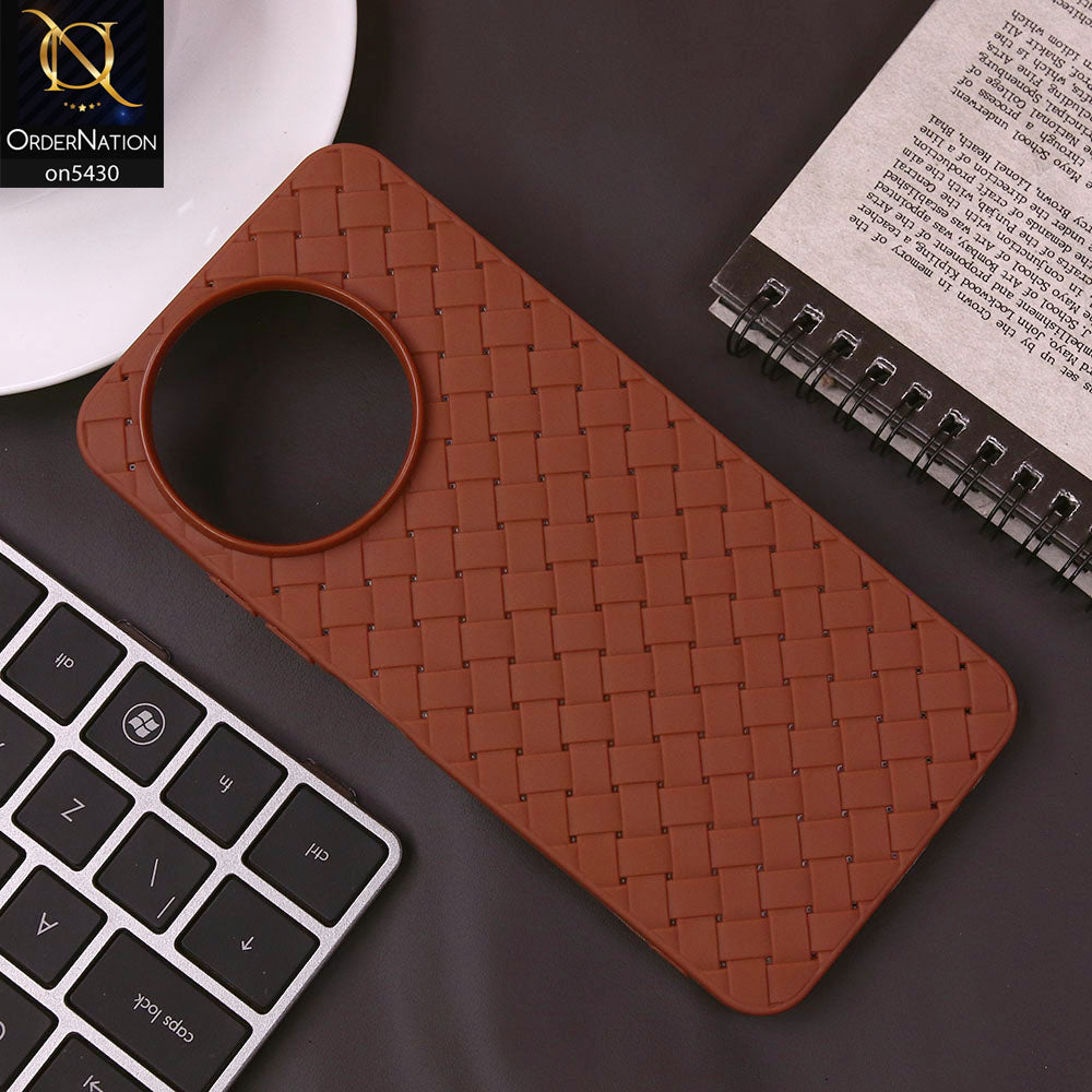 Tecno Spark 30 Pro Cover - Brown - New Woven Design Leather Feel Soft TPU Case