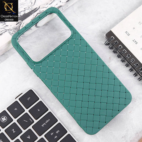 Tecno Spark 40 Cover - Green - New Woven Design Leather Feel Soft TPU Case