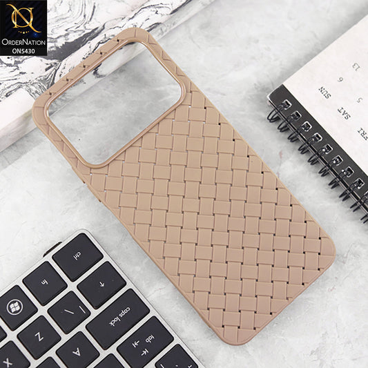 Tecno Spark 40 Cover - Light Brown - New Woven Design Leather Feel Soft TPU Case