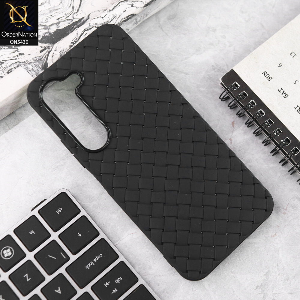 Tecno Spark 40 Pro Cover - Black - New Woven Design Leather Feel Soft TPU Case