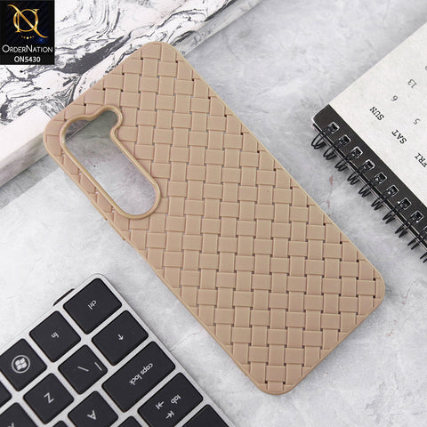 Tecno Spark 40 Pro Cover - Light Brown - New Woven Design Leather Feel Soft TPU Case