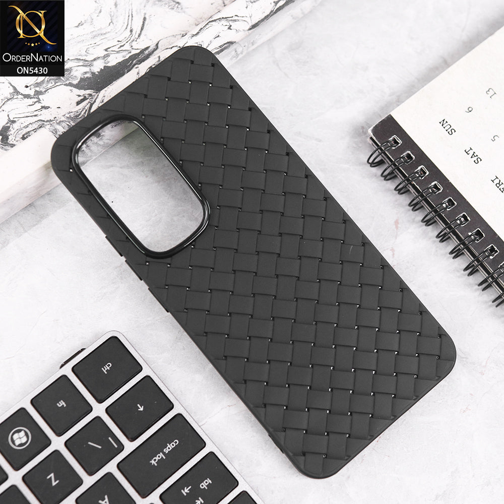 Tecno Spark 40 Pro Plus Cover - Black - New Woven Design Leather Feel Soft TPU Case