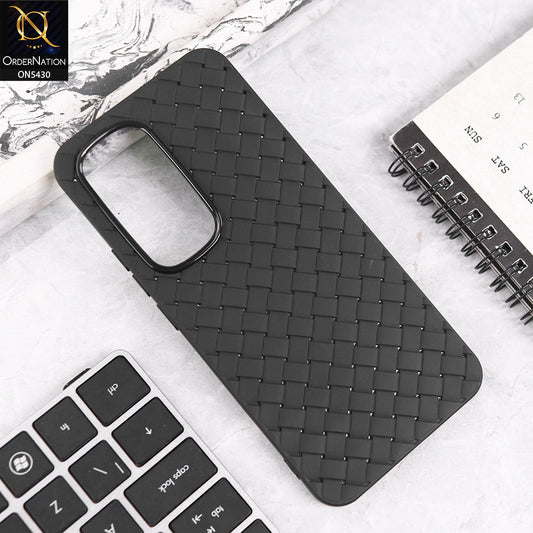 Tecno Spark 40 Pro Plus Cover - Black - New Woven Design Leather Feel Soft TPU Case